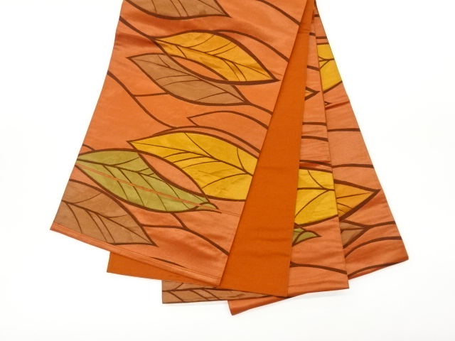  葉模様織出し洒落袋帯